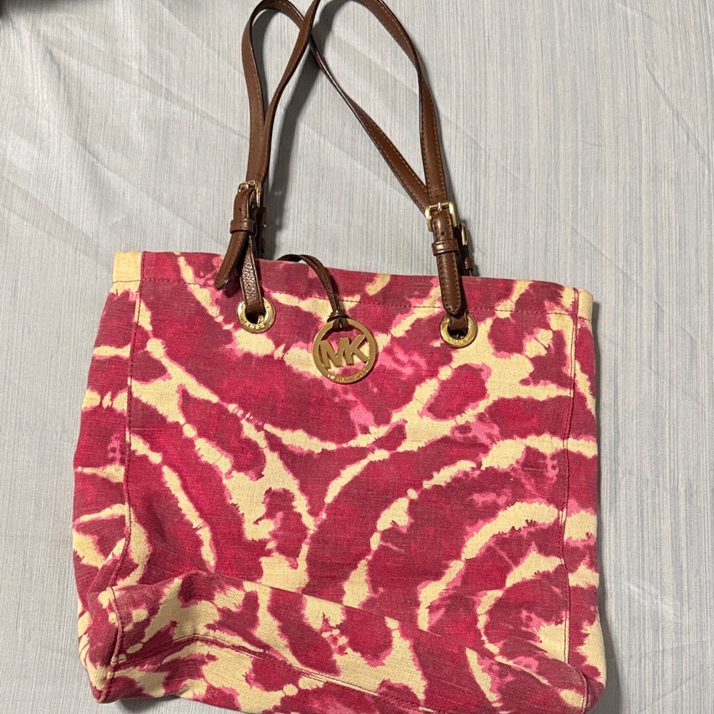 Michael Kors Red and Cream Tote Bag